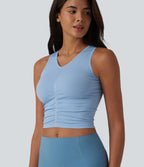 Débardeur crop de yoga OneForm Seamless Flow col V froncé