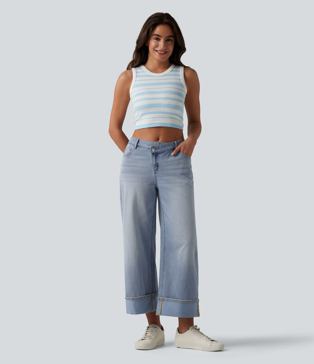 Jean large Halara Flex™ taille mi-haute asymétrique avec ourlet retroussé et poches