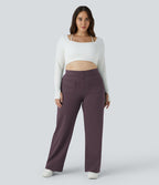 Pantalon coupe droite grande taille taille haute DayStretch avec poches