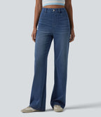 Jean droit Halara Flex™ décontracté, taille haute, avec poches