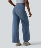 Jean large décontracté Halara Flex™ Curvy taille haute gainant avec poches