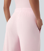 Pantalon d'intérieur taille moyenne avec cordon de serrage en maille côtelée avec poches