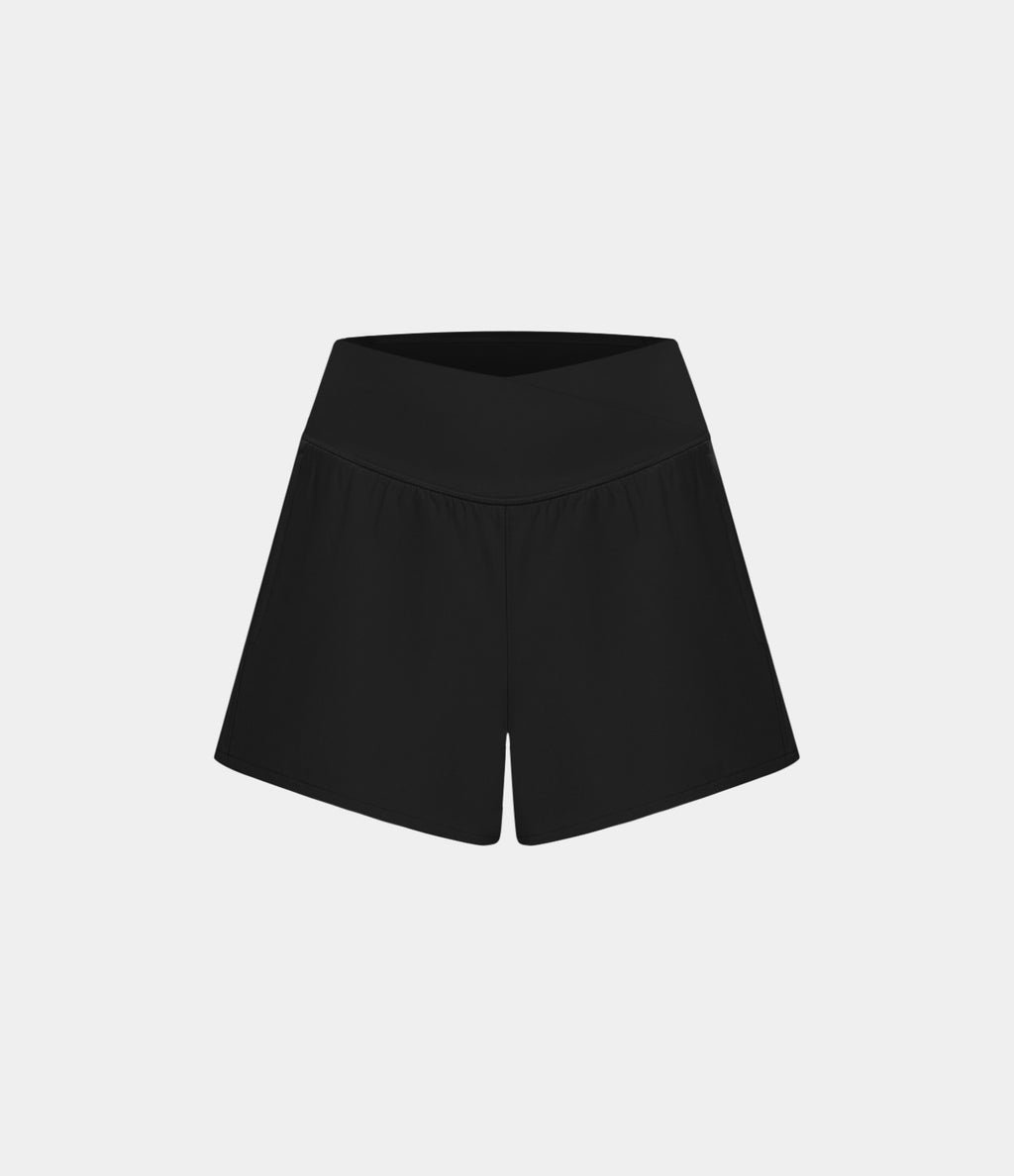 Breezeful™ Shorts 10cm Yoga Séchage Rapide 2 en 1 Taille Haute Poches Latérales Croisées