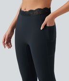 Halara UltraSculpt™ Legging bootcut de yoga taille haute en V avec dentelle contrastée et poches