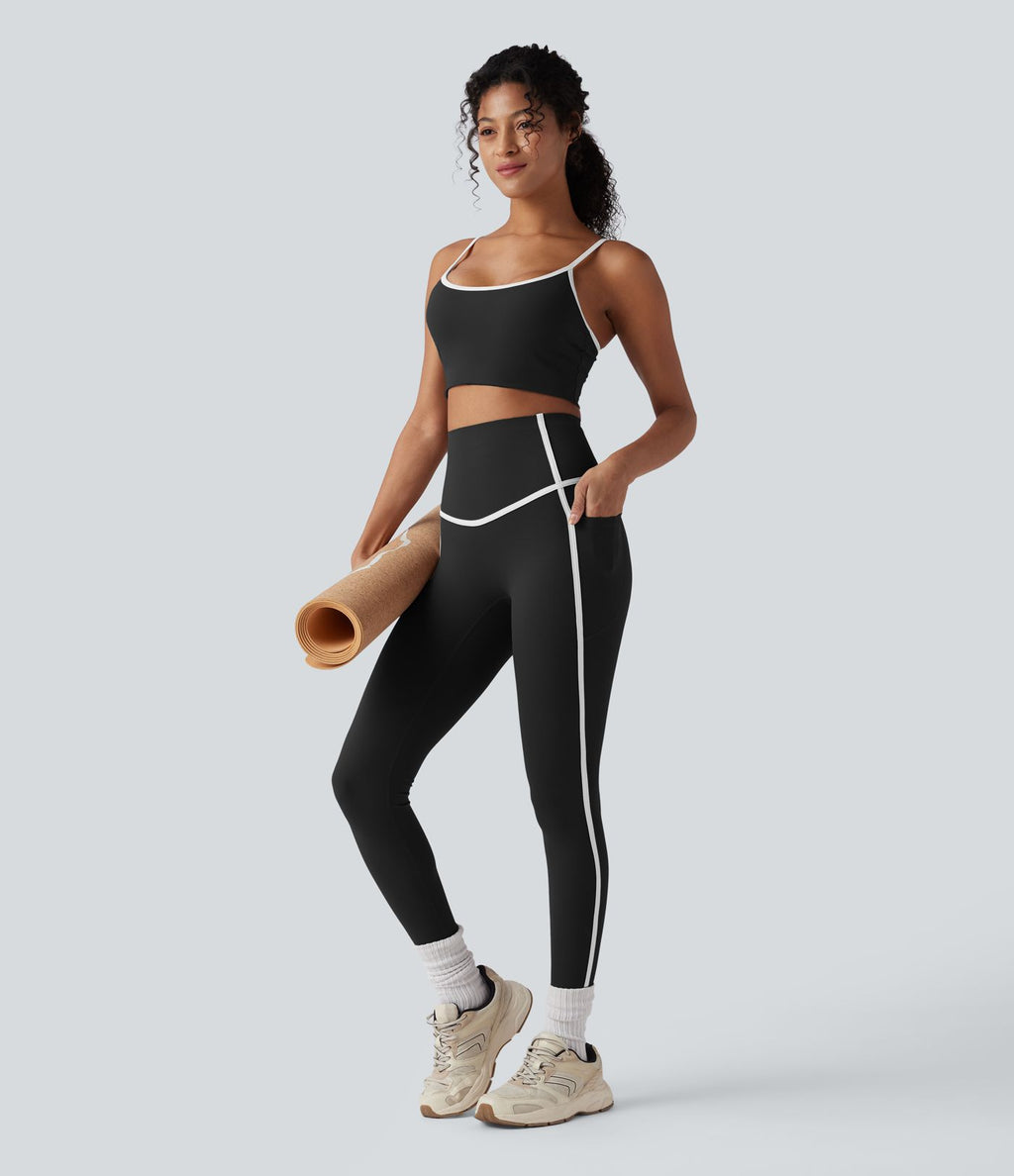 Legging 7/8 de yoga taille haute gainant color block Halara UltraSculpt™ avec poches
