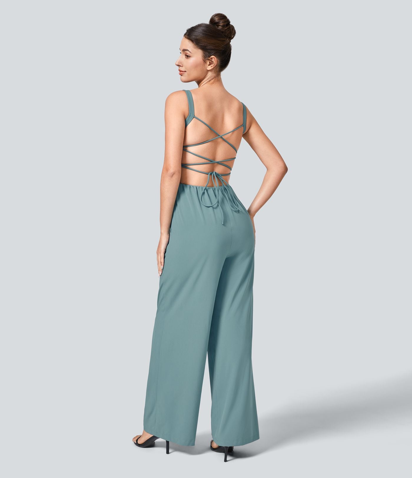 Breezeful™ Combinaison Casual Dos Nu Croisé avec Lacets et Poches Latérales à Séchage Rapide