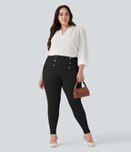 Legging de travail gainant taille haute grande taille motif chevrons avec poches
