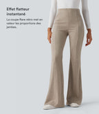 Pantalon  taille haute décontracté évasé côtelé gainant