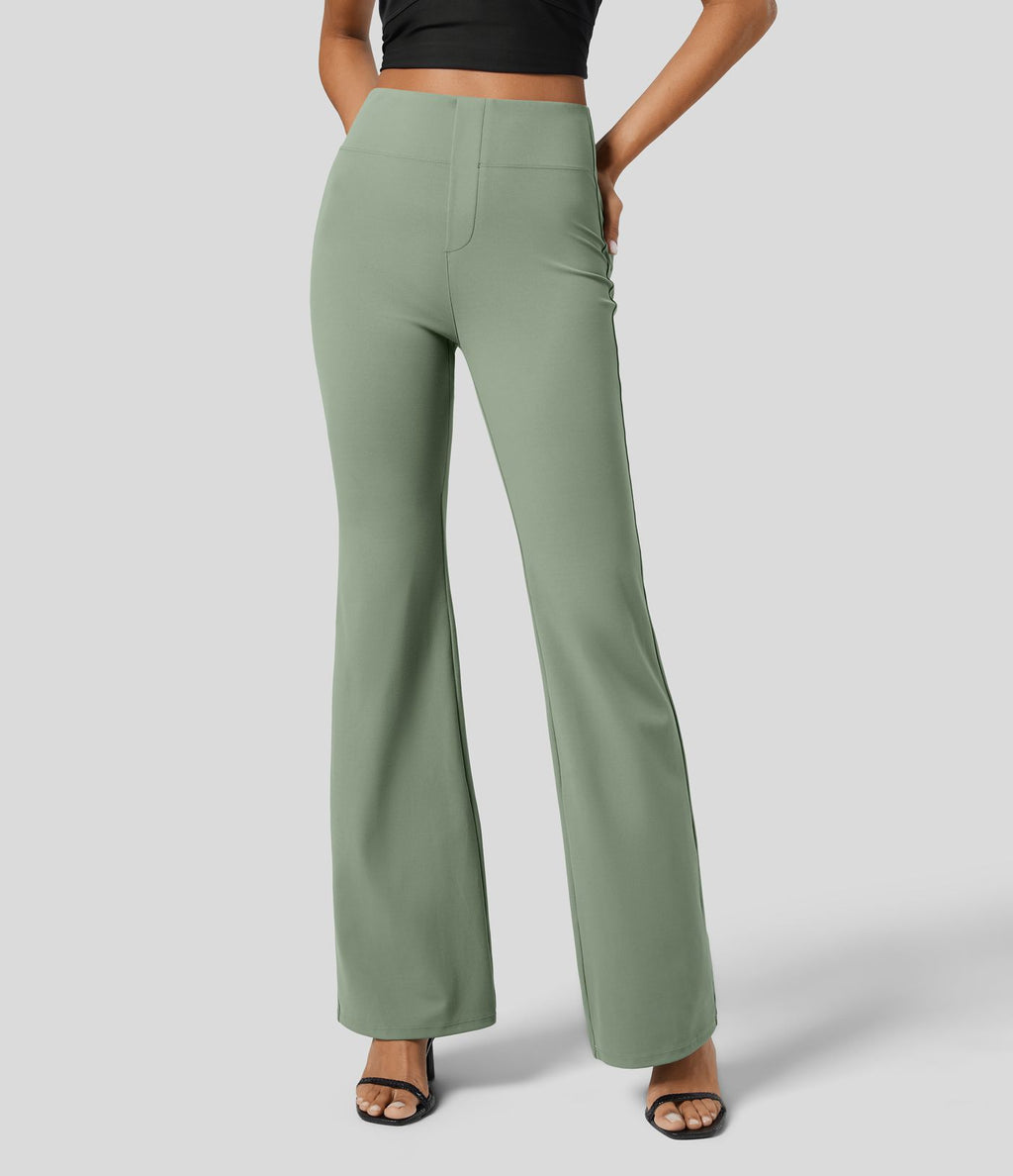 Pantalon tailleur légèrement évasé taille haute avec poches arrière Halara Flex™