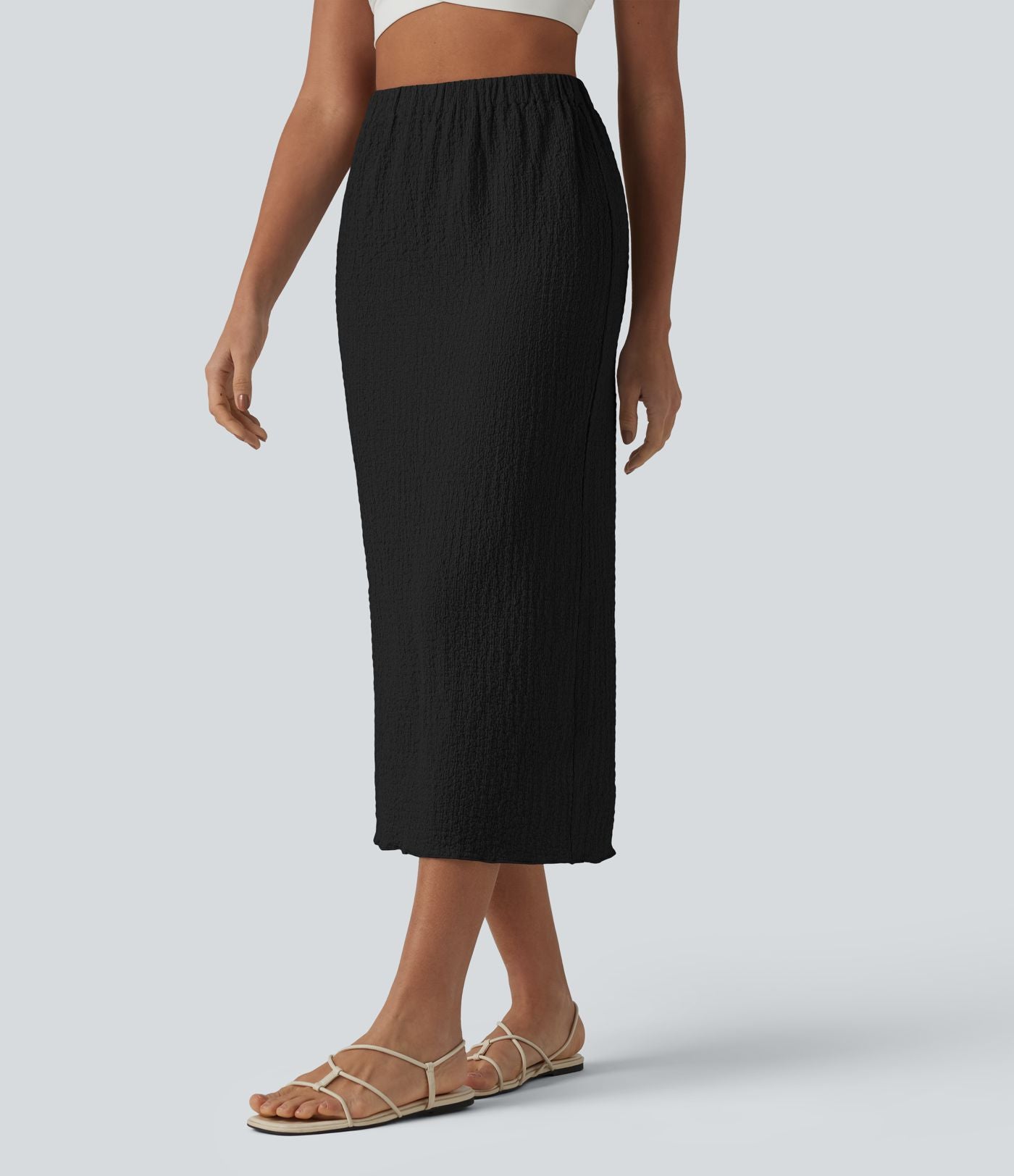 Jupe midi décontractée taille haute