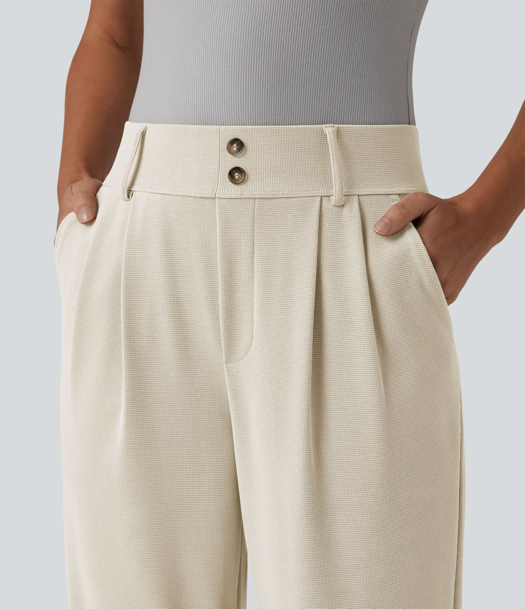 Halara Flex™ Pantalon tailleur fuselé taille haute en tissu gaufré avec poches