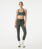 Legging de yoga rayé taille haute avec cordon de serrage et poches