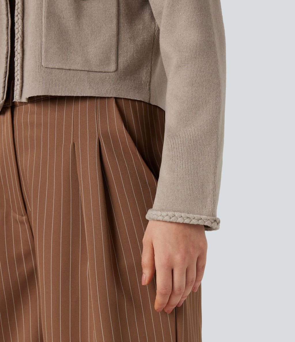 Cardigan tailleur ouvert manches longues avec poches