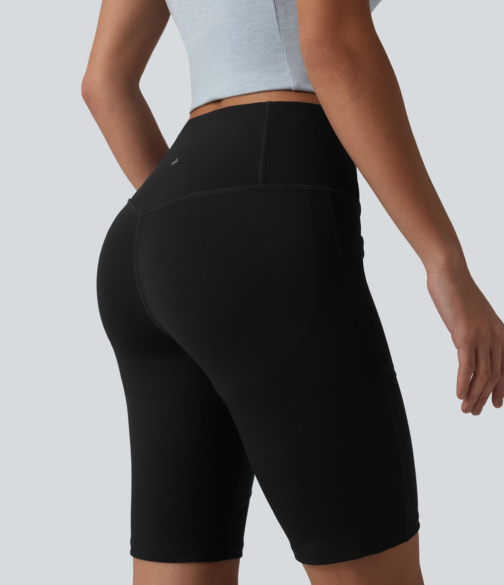 Short cycliste décontracté DayStretch taille haute gainant et push-up avec empiècement en mesh contrasté, 24 cm, poche