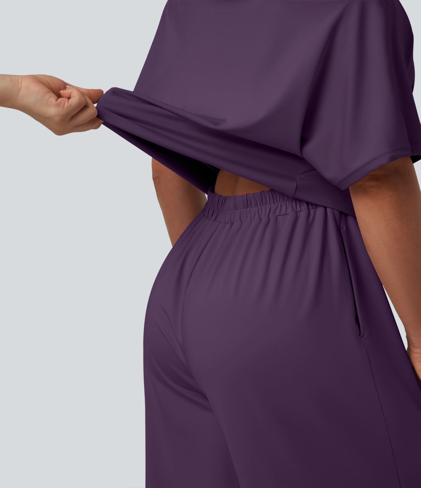Combinaison casual asymétrique manches courtes avec poches et fente - Easy Peasy