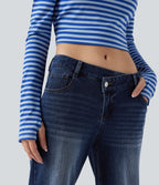 Jean décontracté Halara Flex™ asymétrique jambe droite taille basse avec poches