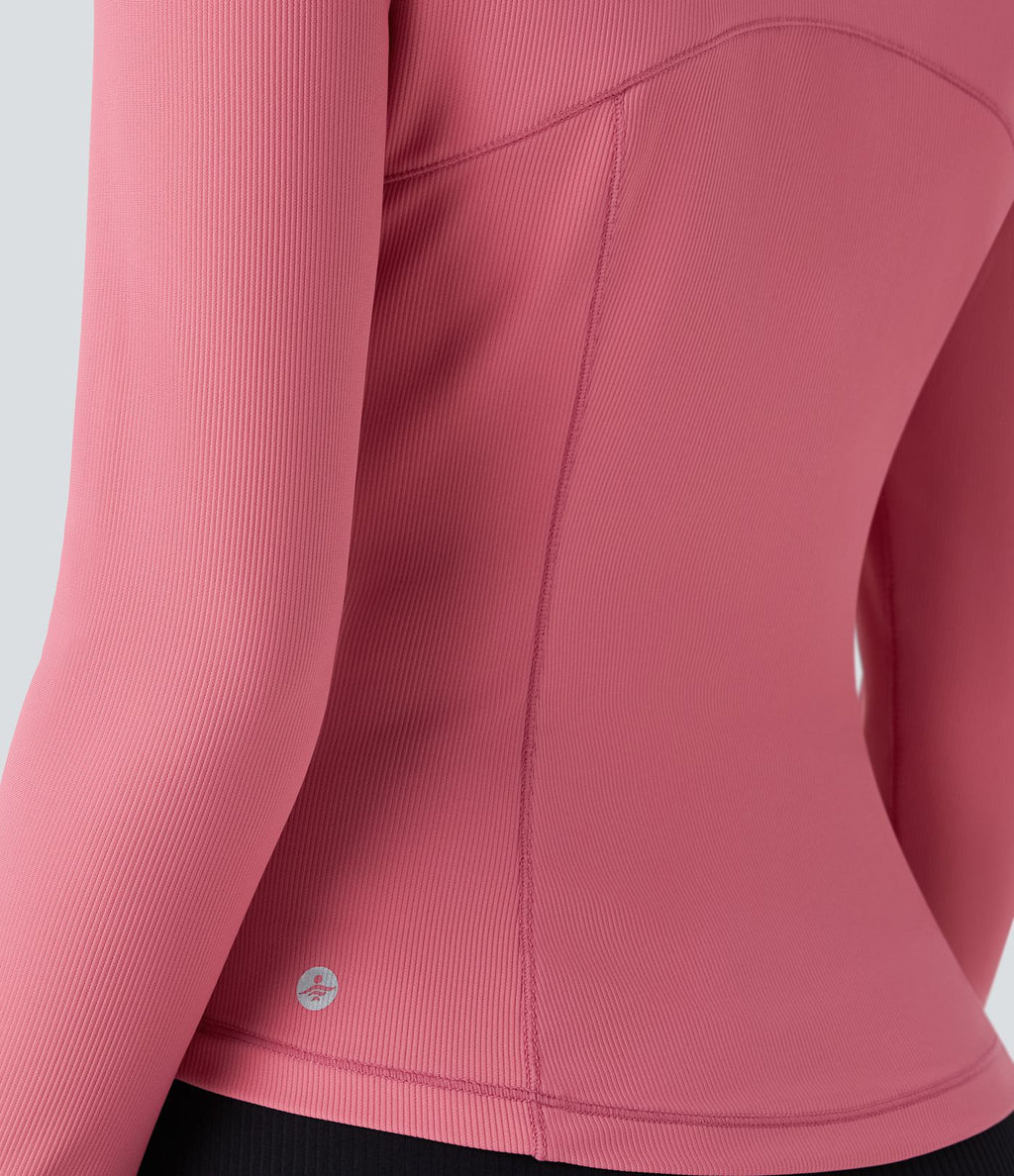 Patitoff™ Flow Veste Casual Courte à Col Montant Résistante aux Poils d'Animaux avec Fermeture Éclair Poches Latérales et Trou pour le Pouce