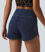 Halara Flex™ Short casual en jean skinny gainant taille haute à ourlet arrondi avec poches