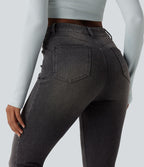 Jean Halara Flex™ taille haute slim délavé décontracté avec poches