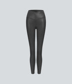 Legging de yoga SoftlyZero™ en simili stretch avec taille croisée, imprimé métallisé et poche arrière
