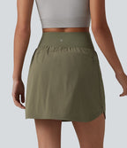 Jupe-short mini 2-en-1 taille haute ourlet arrondi avec poches pour la randonnée