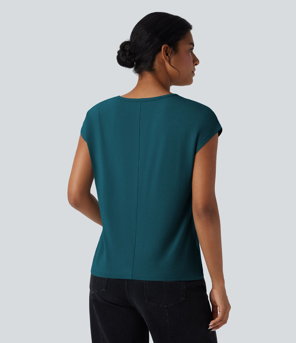 T-shirt casual col V manches courtes