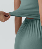Combishort casual côtelé sans manches col V, fronces et soutien-gorge intégré, avec poches – Easy Peasy