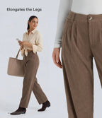 Pantalon en velours côtelé décontracté taille moyenne avec poches latérales