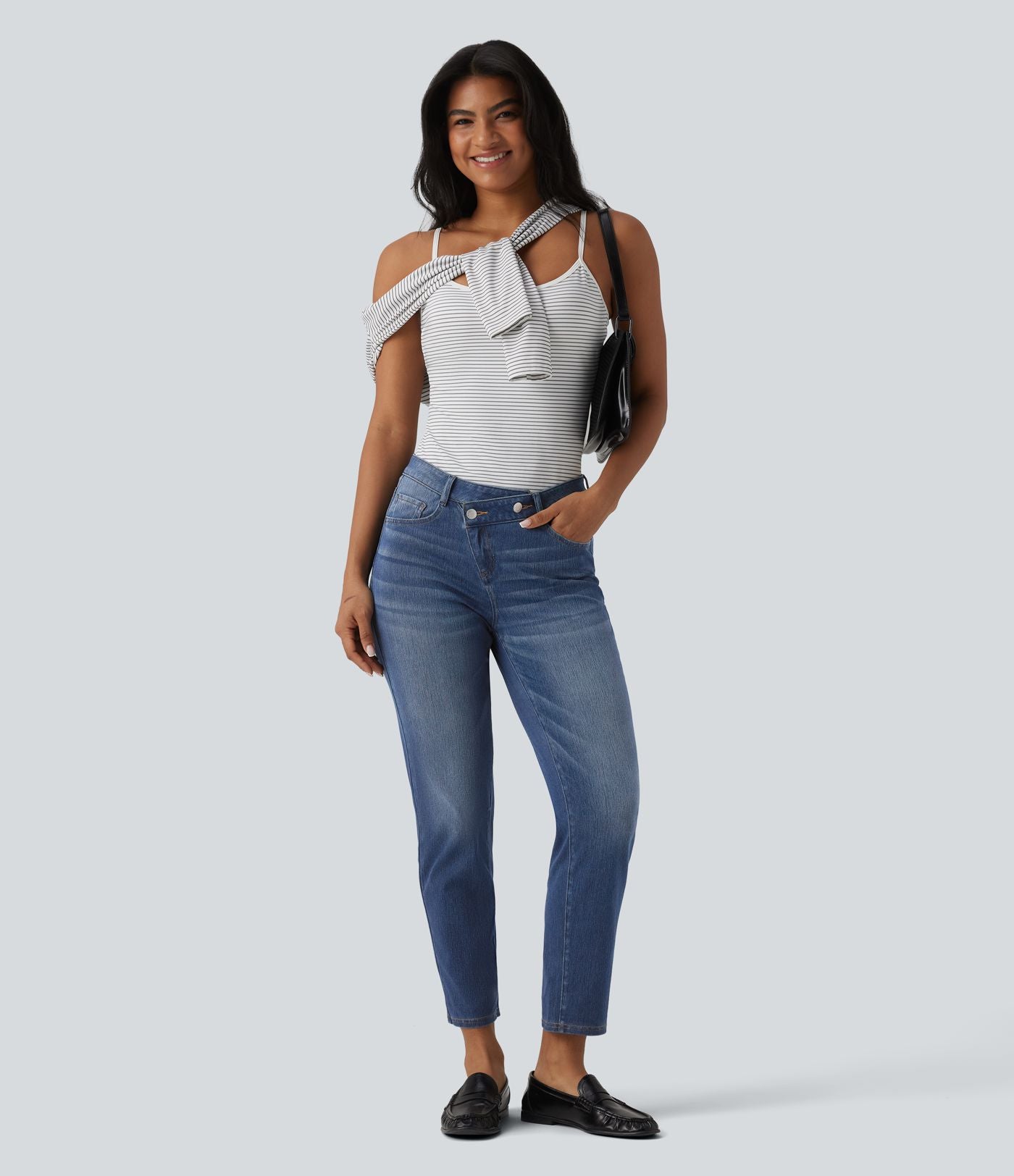 Jean 7/8 Halara Flex™ asymétrique casual taille haute avec poches