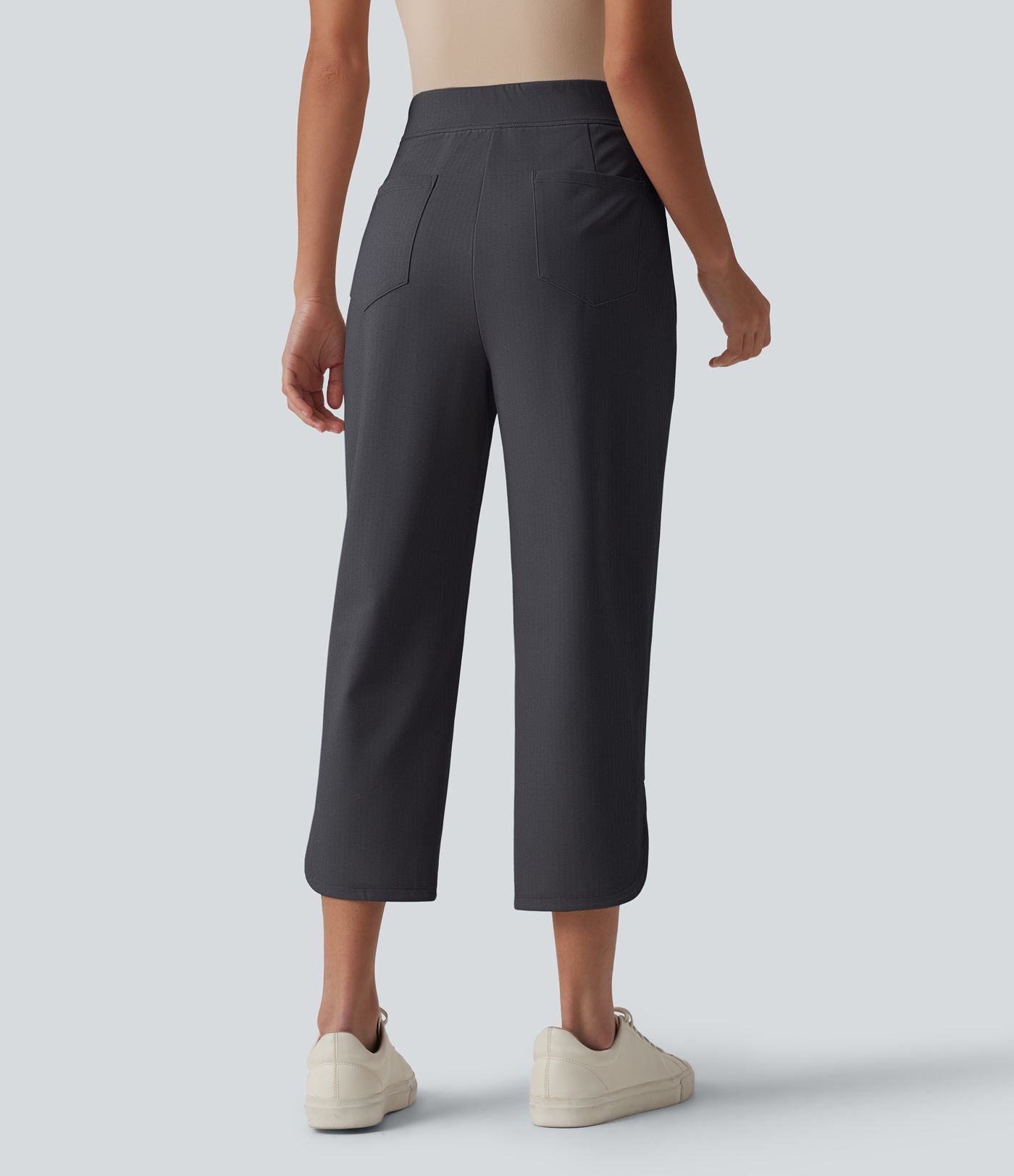 Pantalon tailleur 7/8 fuselé Halara Flex™ à chevrons taille haute avec ourlet arrondi et poches