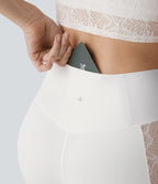 Legging corsaire de yoga taille haute croisé avec dentelle contrastée - Protection UPF50+