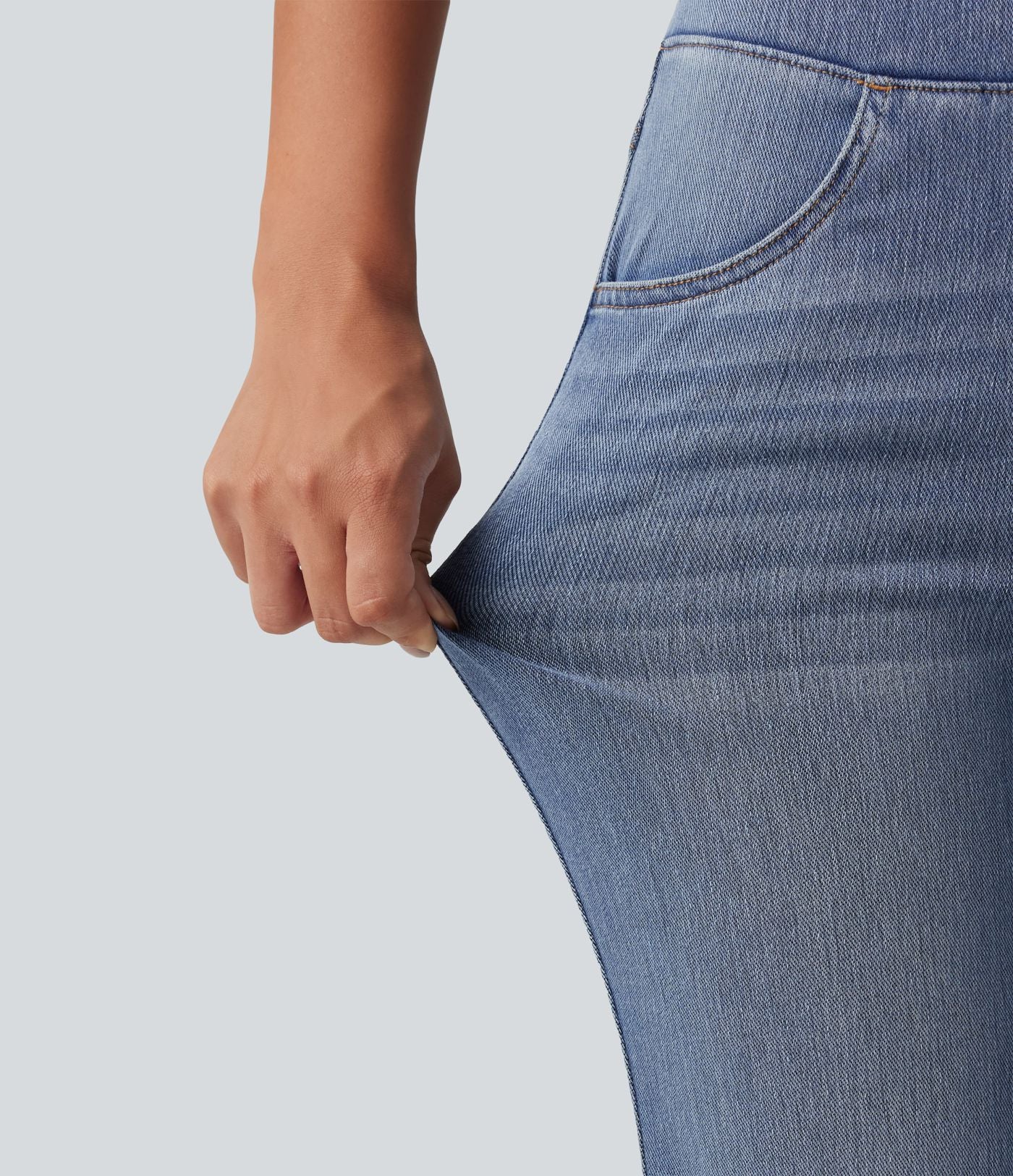Jean flare Halara Flex™ taille haute délavé à rayures avec poches