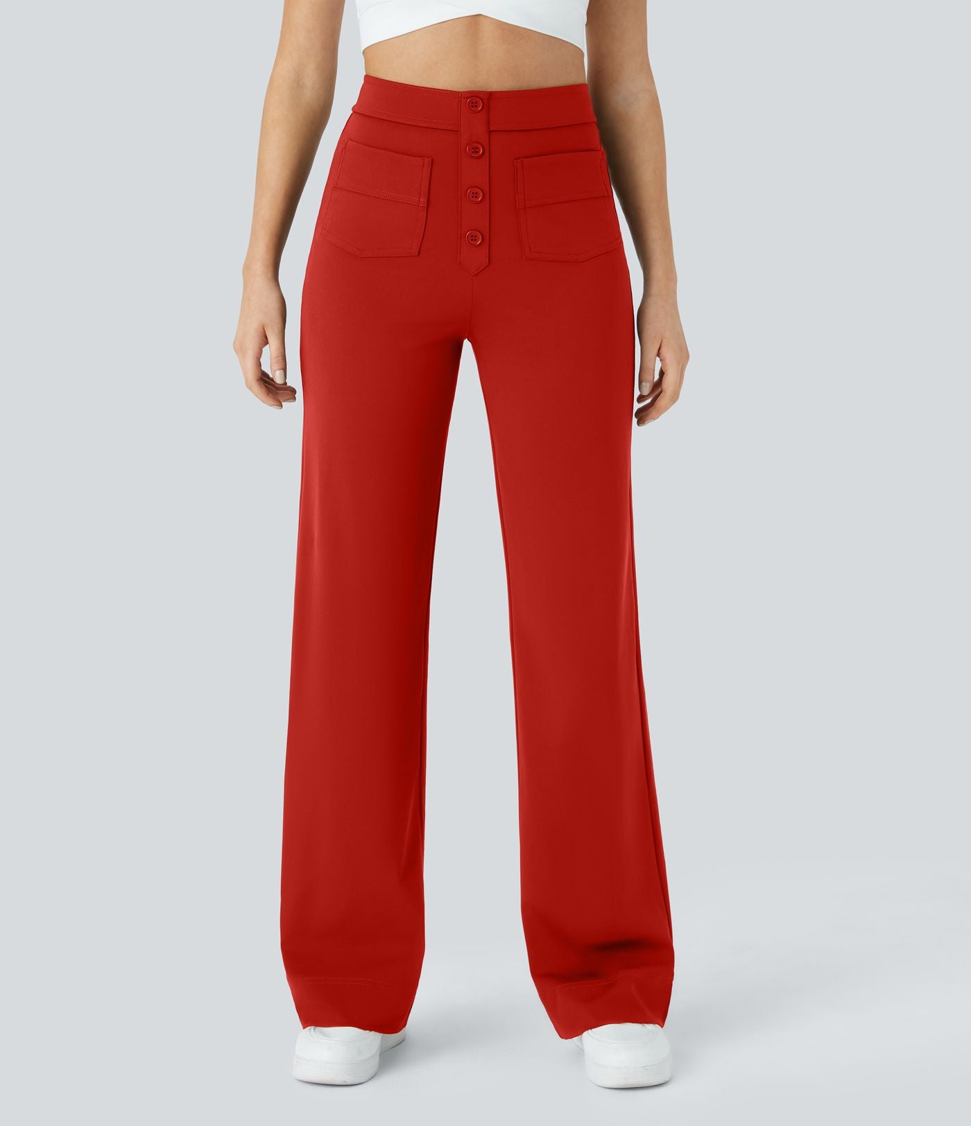 Pantalon taille haute coupe droite DayStretch avec poches