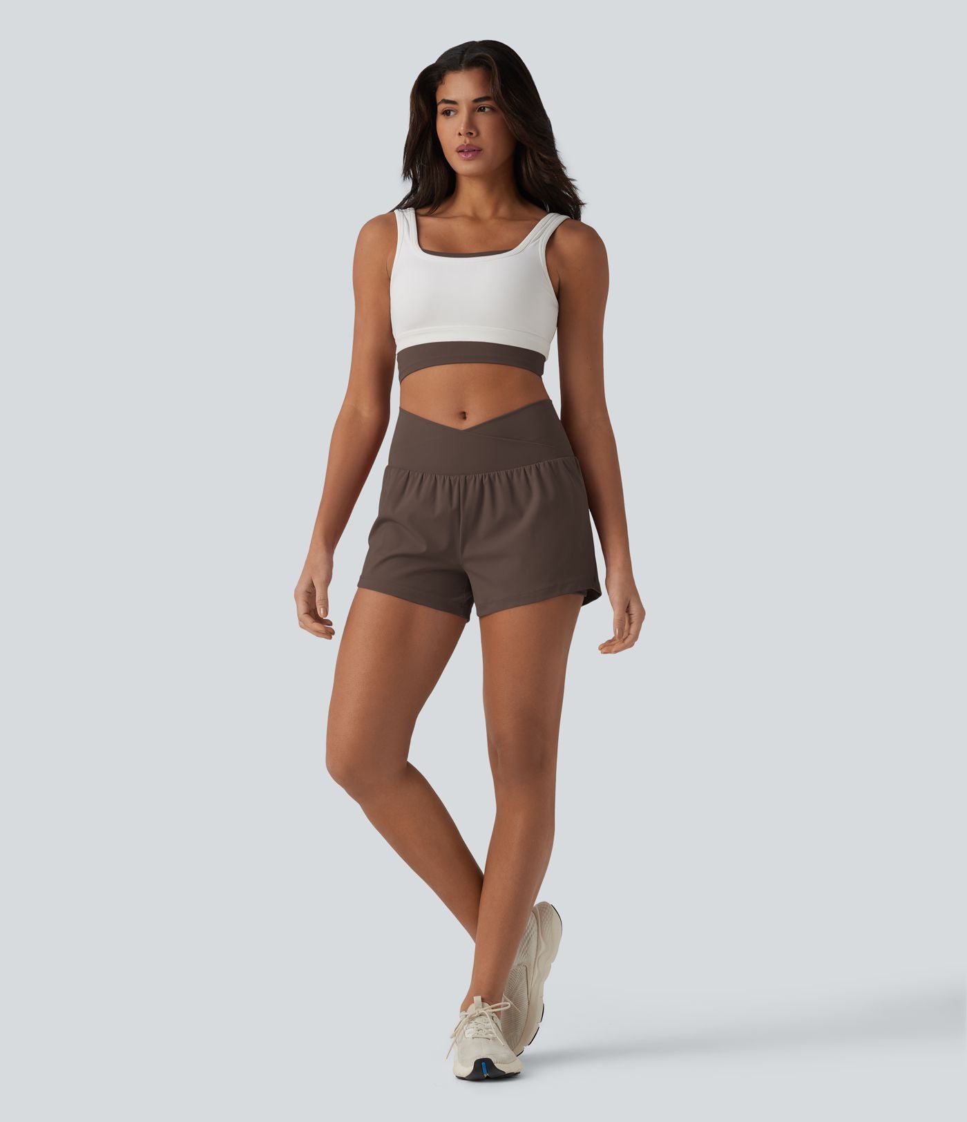 Short de yoga 2-en-1 SoftlyZero™ Airy croisé taille haute 7,5 cm effet frais InstantCool avec poches