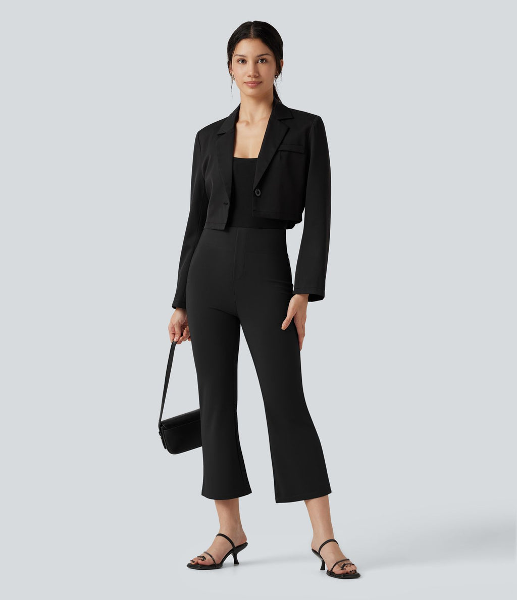 Pantalon tailleur Halara Flex™ évasé court, taille haute, à poches