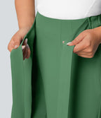 Pantalon Tailleur Large Fluide Taille Haute Fermeture Éclair Invisible
