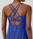 Robe de sport yoga mini 2-pièces SoftlyZero™ Plush à découpes avec poche A-C