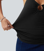 Débardeur casual dos nu à col halter avec lien à nouer et coussinets amovibles