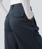 Pantalon de travail Halara Flex™ ample à rayures, taille haute, avec poches
