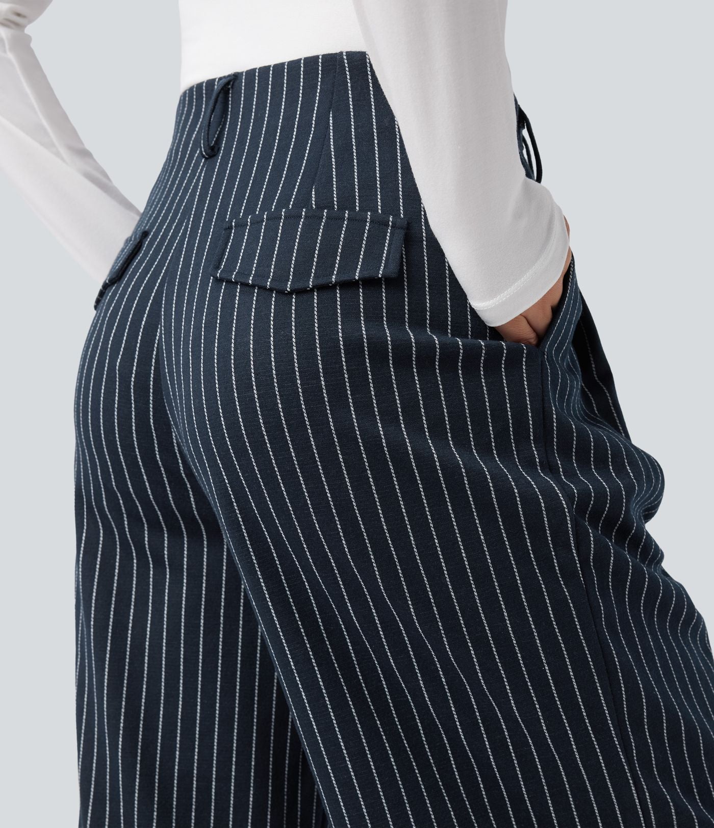 Pantalon de travail Halara Flex™ ample à rayures, taille haute, avec poches