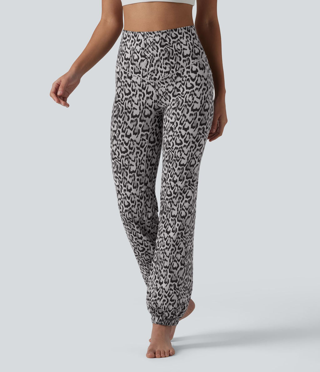 SoftlyZero™ Jogging ballon de danse taille haute imprimé léopard, avec poches – Protection UPF 40+