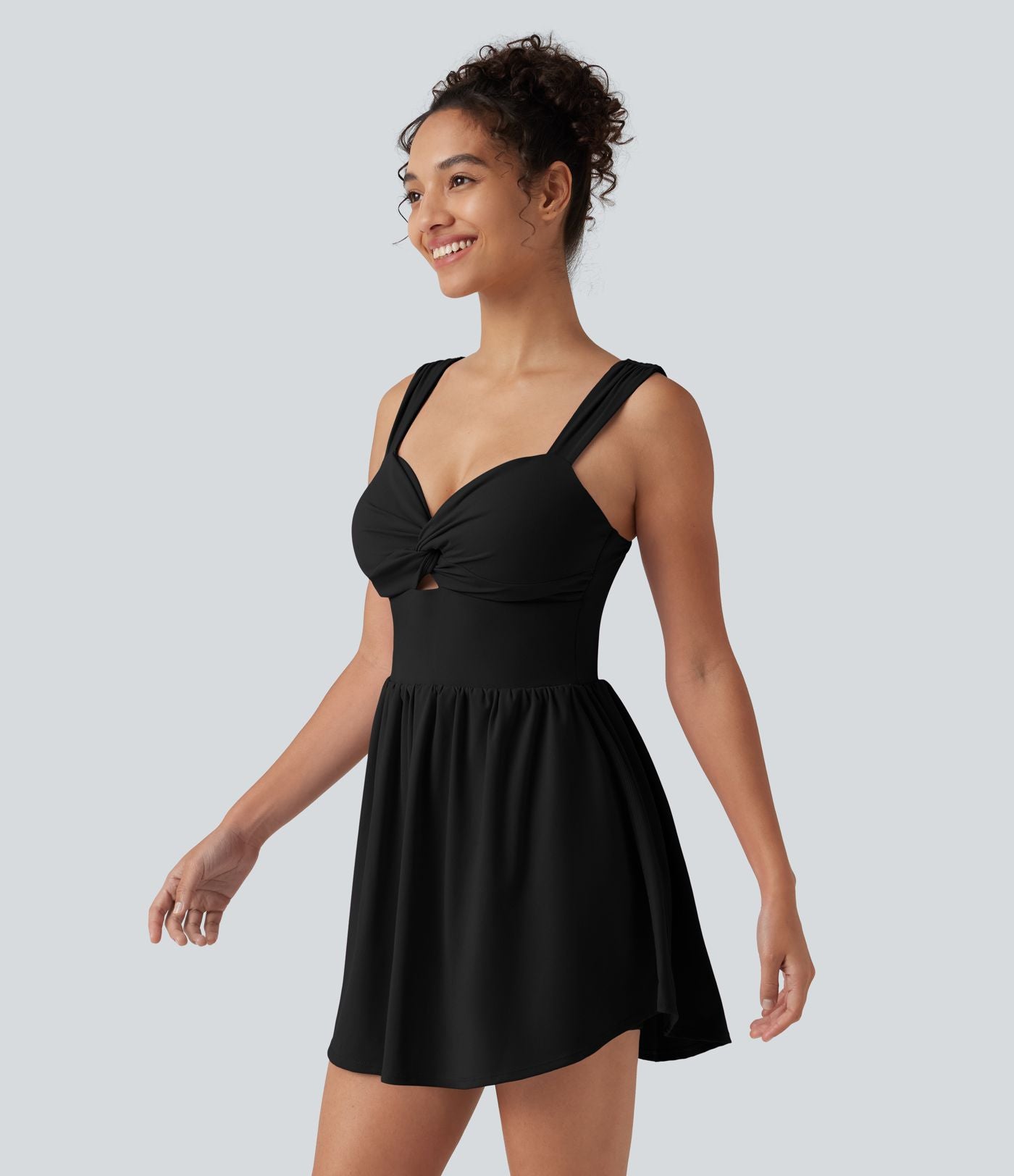 Robe casual micro-mini 2-en-1 avec brassière intégrée et décolleté cœur en SoftlyZero™ Plush avec poche - Édition Easy Peasy