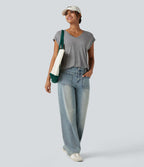 T-shirt casual col V manches courtes