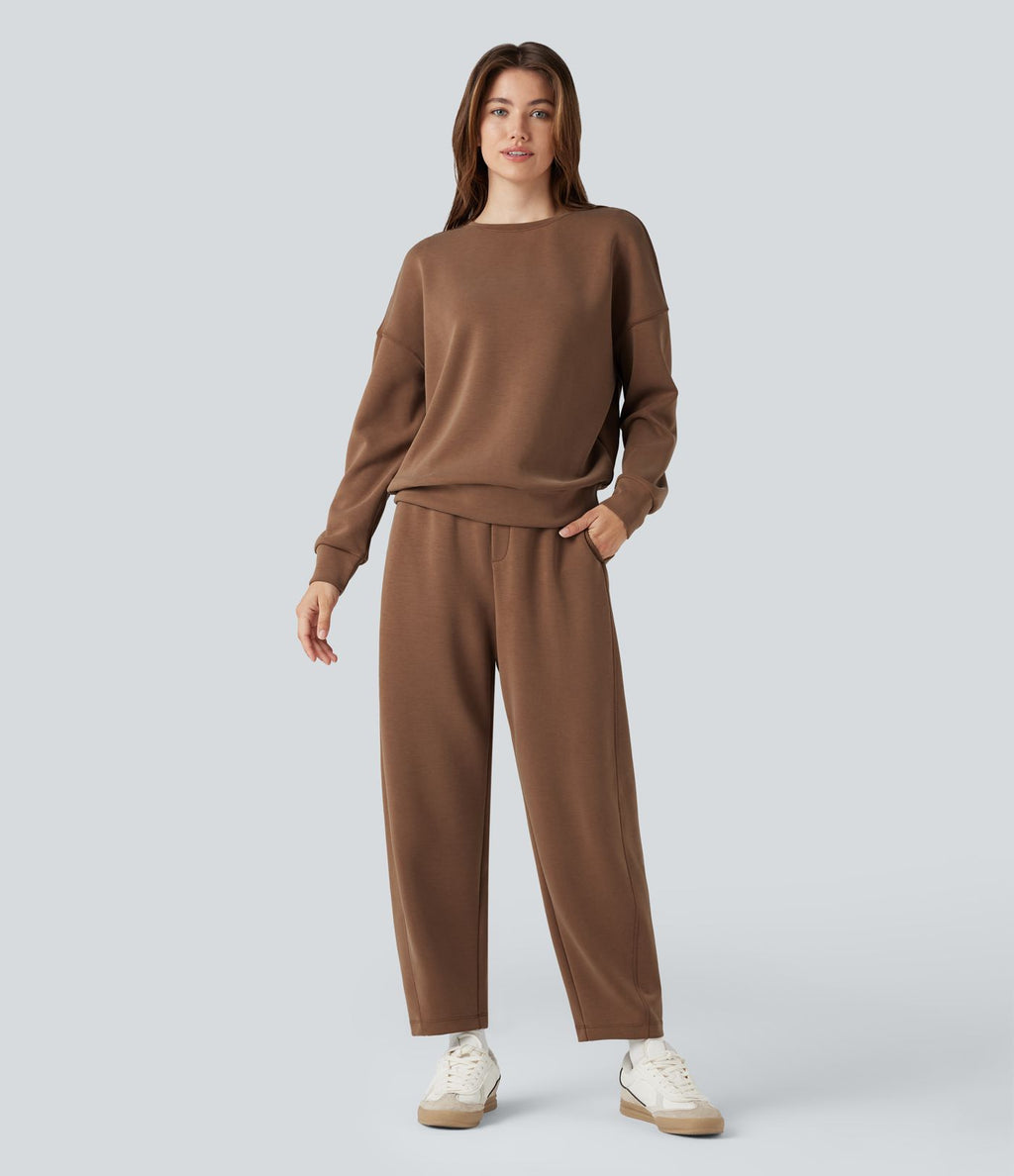 Pantalon décontracté SpacerTek™ taille haute, coupe relax large 7/8, avec poches