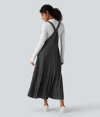 Robe décontractée midi fluide à rayures avec poches