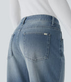 Jean boyfriend taille basse extensible délavé avec poches multiples Halara Flex™