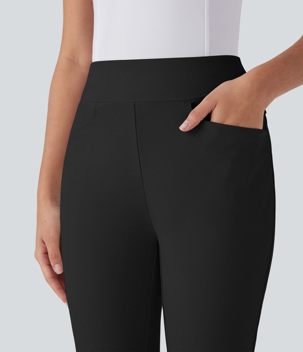 Pantalon de golf taille moyenne à séchage rapide avec multiples poches, fentes et coupe fuselée-Poche pour tee de golf-UPF40+