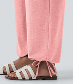 Pantalon de jogging décontracté à taille haute croisée avec poches latérales et cordon de serrage