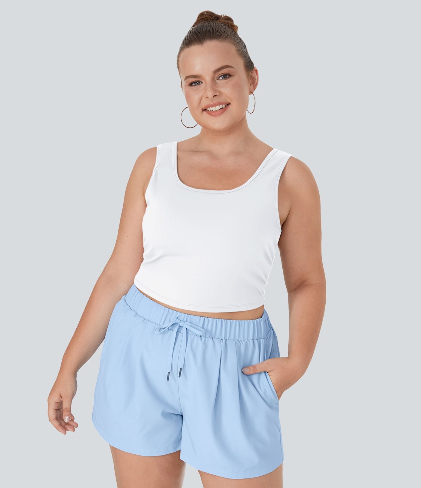 Débardeur Danse Barre Ballet Grande Taille à Encolure U Dos Nu et Croisé