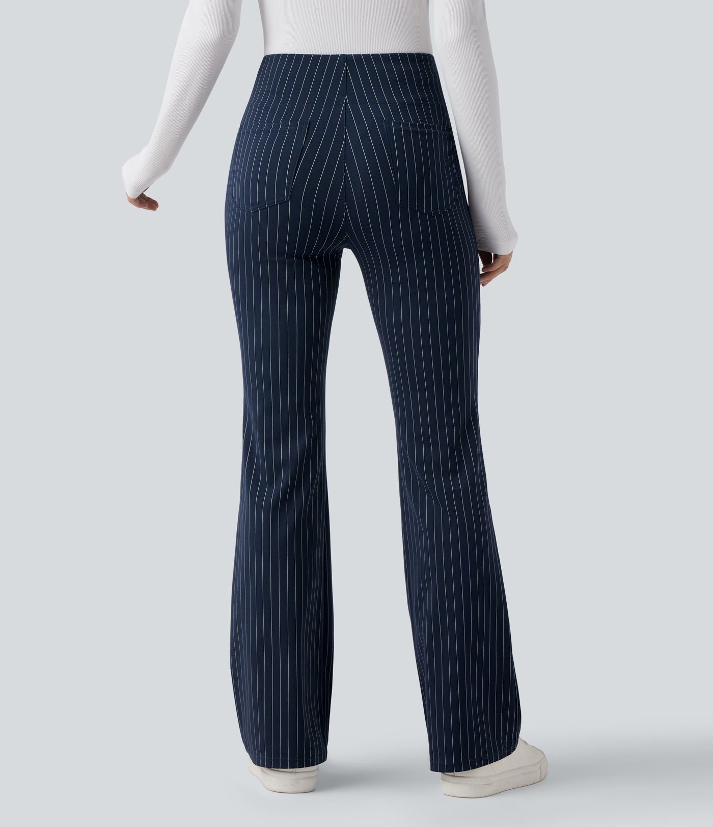 Halara Flex™ Pantalon tailleur évasé à rayures taille haute avec poches